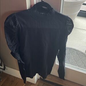 Lulus Black Lace Sleeve Women's Sweater